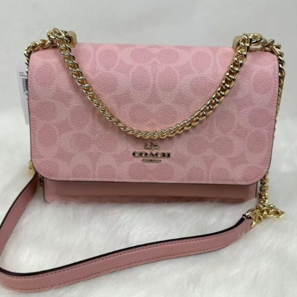 Coach Klare Crossbody Bag In Signature Canvas In Gold/Powder Pink CAL29 NWT - Picture 1 of 8